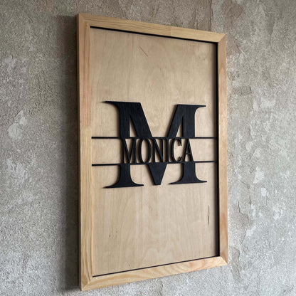 DREWNIANY OBRAZ - MONOGRAM